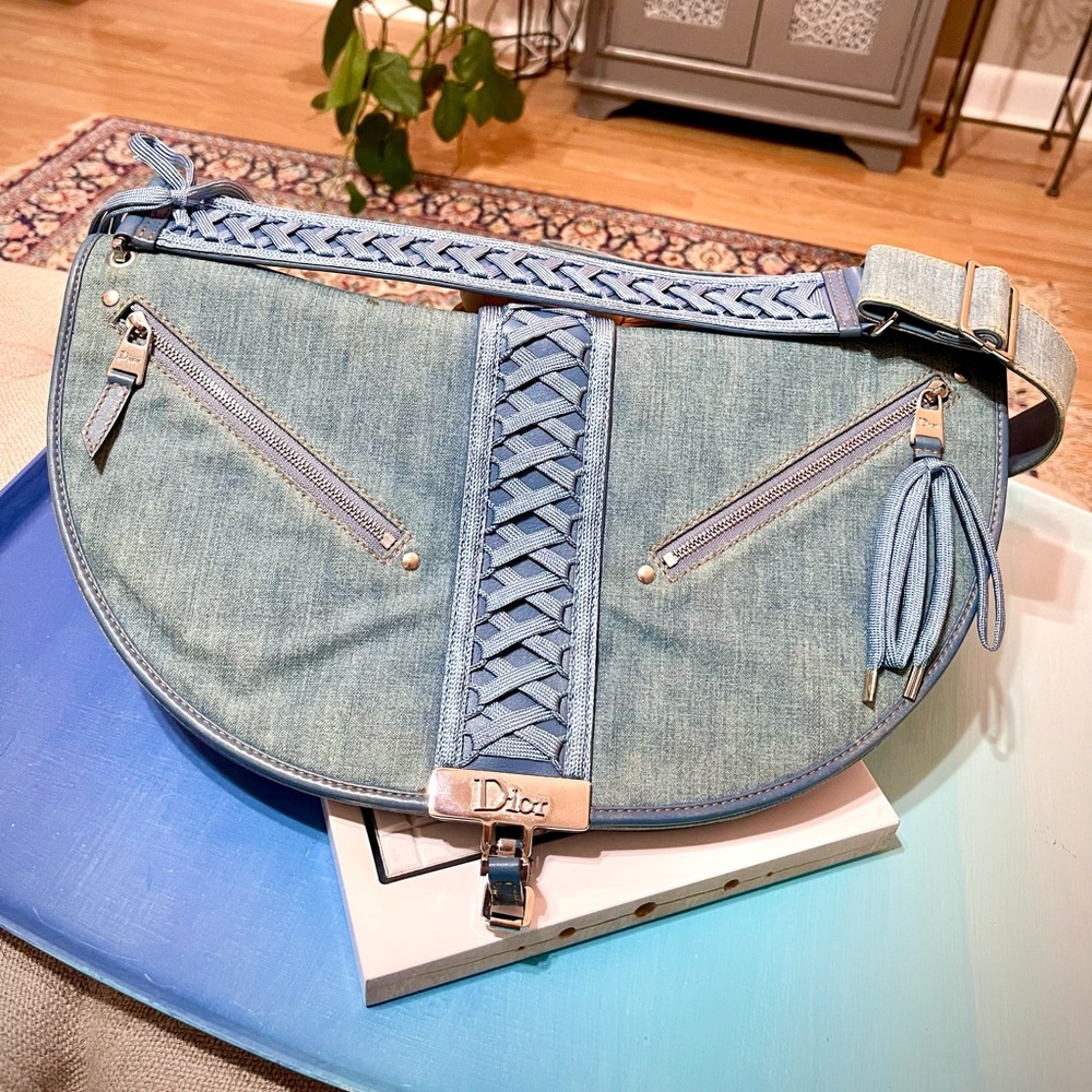 Dior Blue Denim & Leather Large Admit It Bag